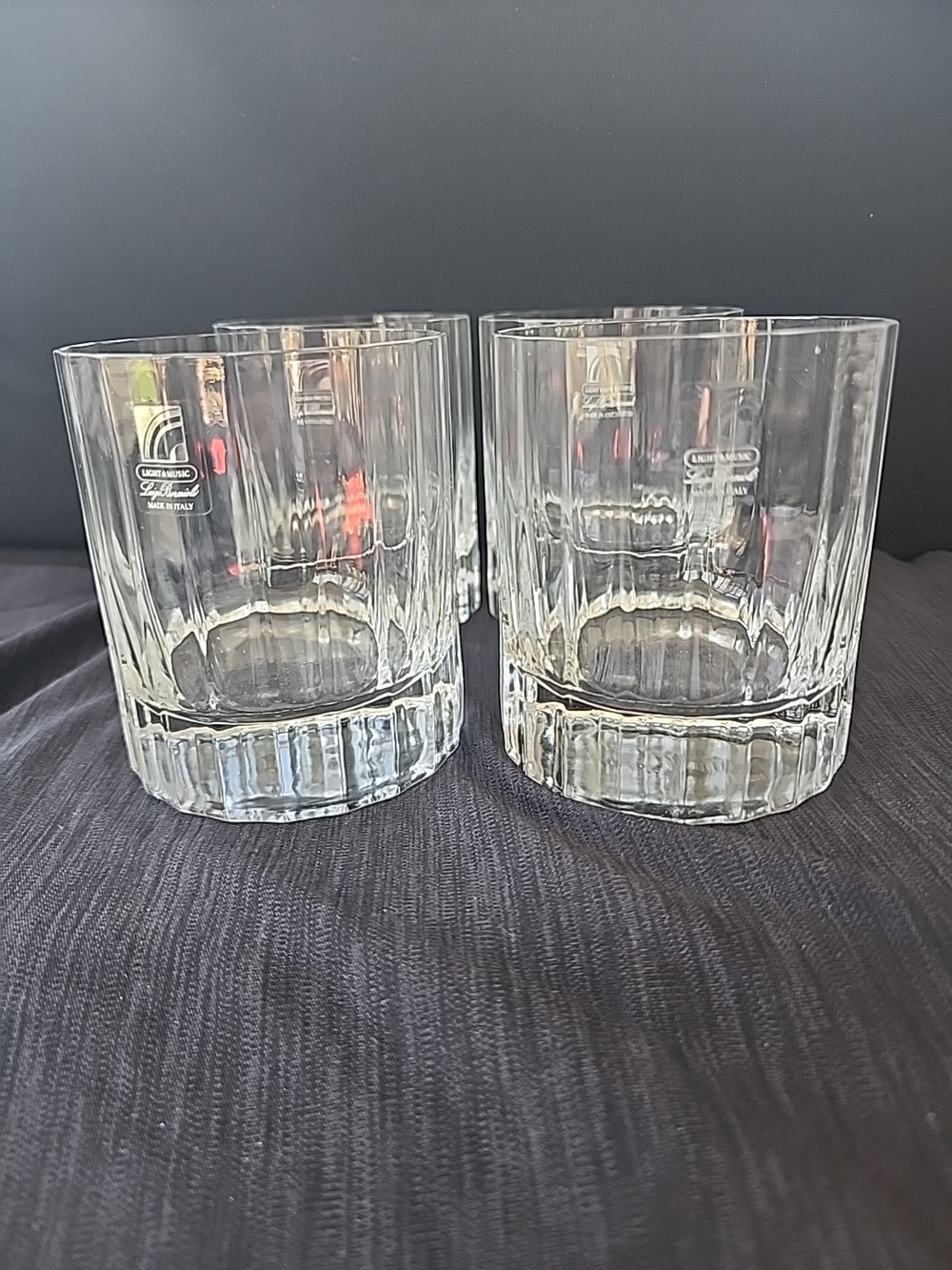 Luigi Bormioli Double Old Fashioned Crystal Glasses x 4 Light & Music Italy NWOB